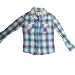 Vibrant Plaid Kids Button-Down Western Shirt by Pandhandle